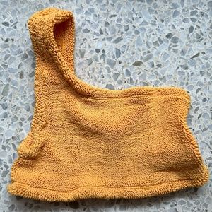 Hunza G One Shoulder Bikini Top Mango Sorbet Color One-Size